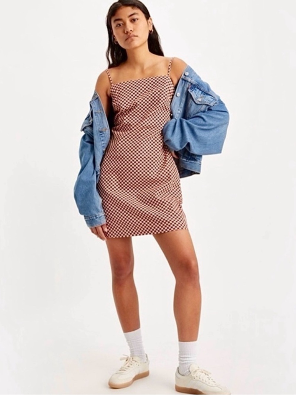 NWT Levi's Danny Cotton Checker-Print Mini Dress- Size Large